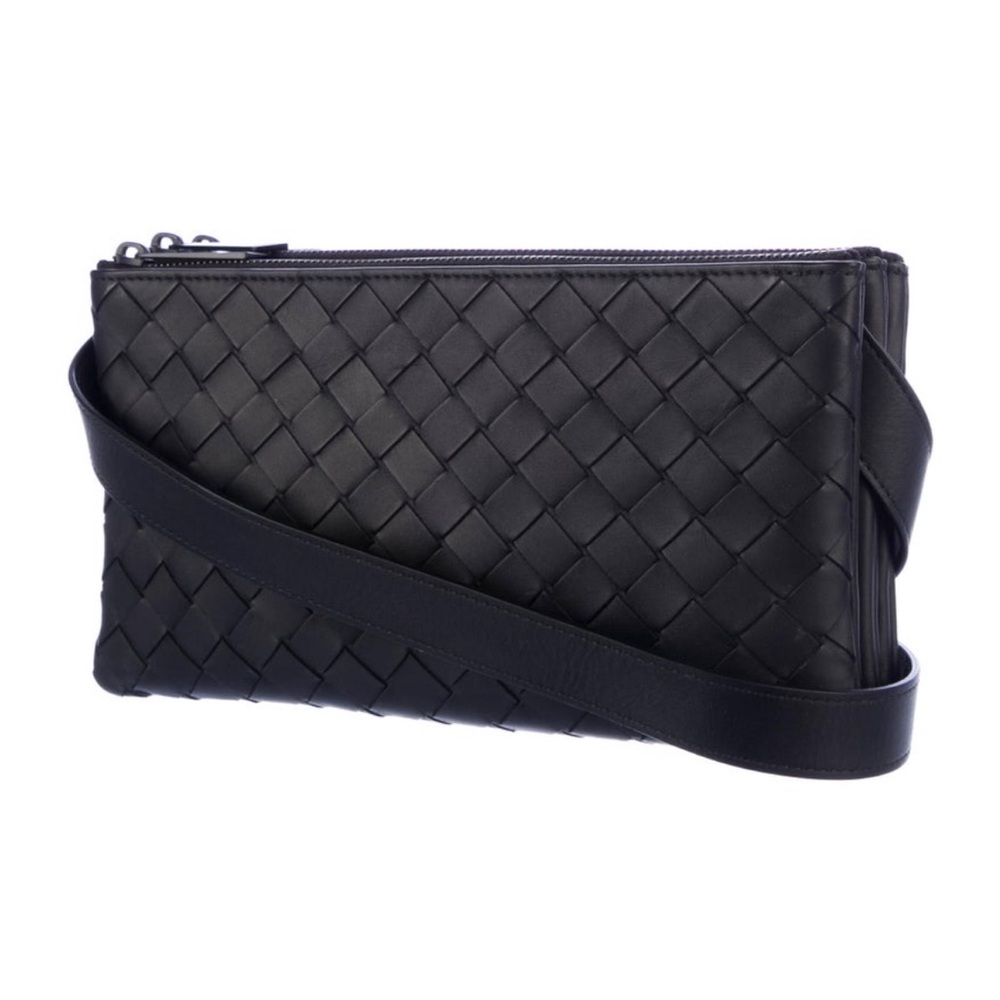 Bottega Veneta Intrecciato Triple Zip Messenger Bag used once like new